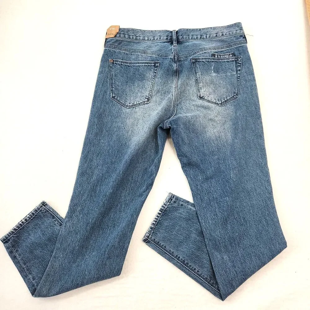 Madewell BoyJean Slim Jeans Womens 26 Mid Rise Distressed Blue‎ Denim NWT